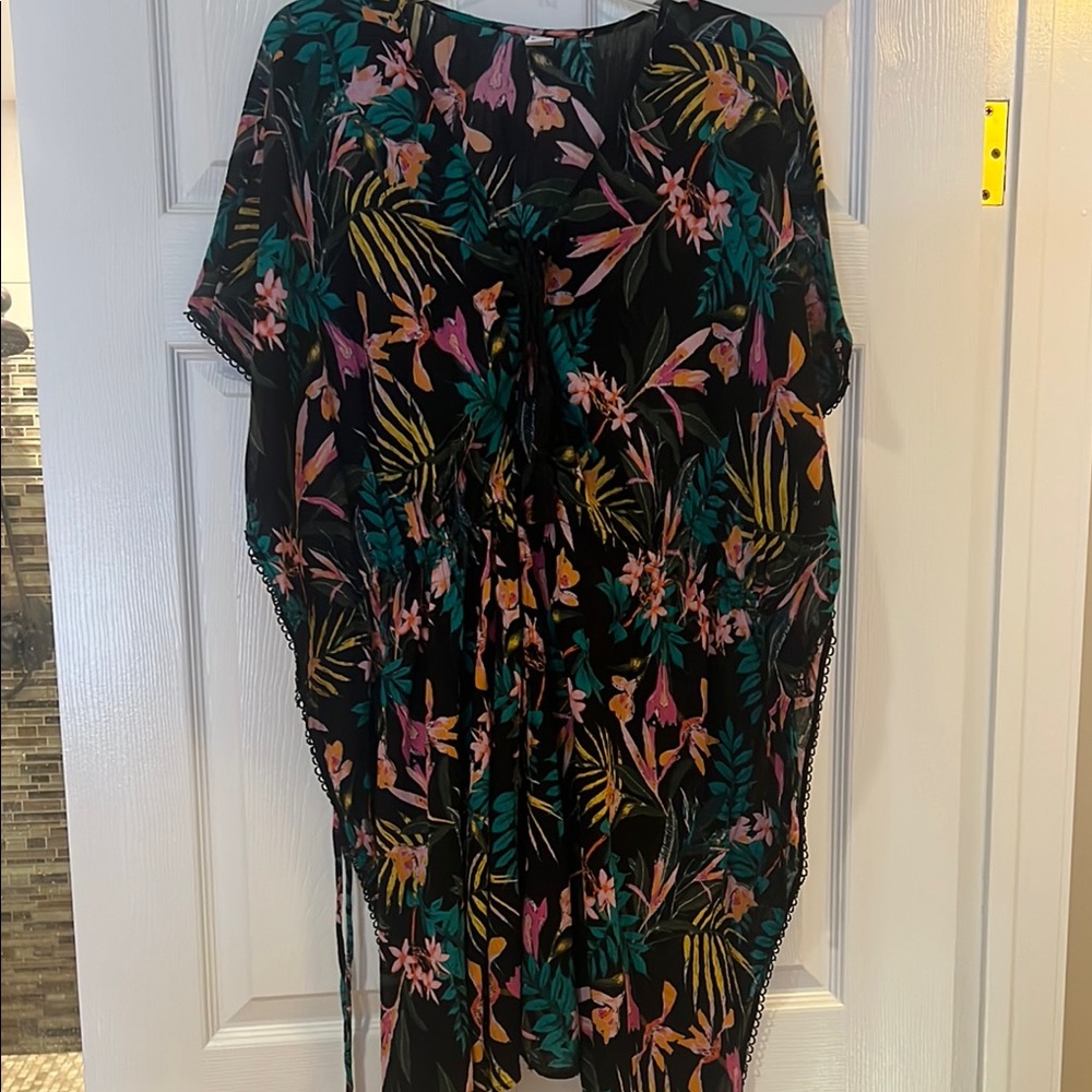 Old Navy Black Floral Swim Coverup